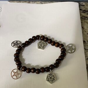 Brown Beaded Bracelet with Silver Charms